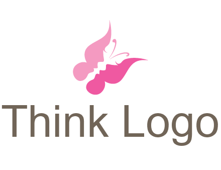 women faces in butterfly wings shape beauty logo