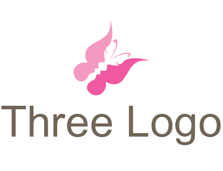 women faces in butterfly wings shape beauty logo