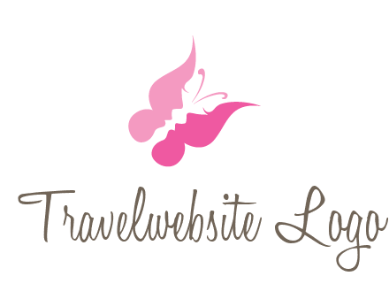 women faces in butterfly wings shape beauty logo