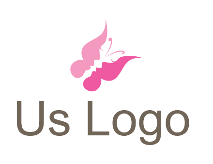 women faces in butterfly wings shape beauty logo