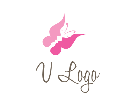 women faces in butterfly wings shape beauty logo