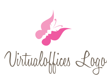 women faces in butterfly wings shape beauty logo