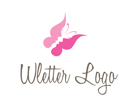 women faces in butterfly wings shape beauty logo