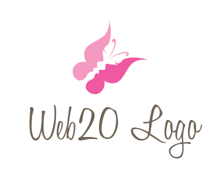 women faces in butterfly wings shape beauty logo