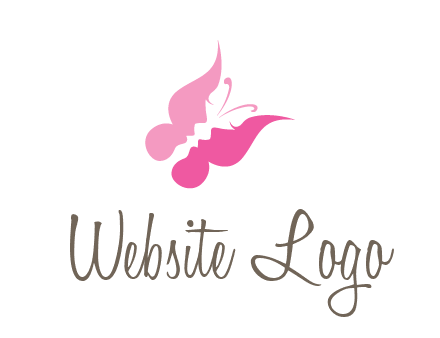 women faces in butterfly wings shape beauty logo
