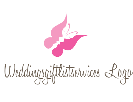 women faces in butterfly wings shape beauty logo