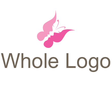 women faces in butterfly wings shape beauty logo