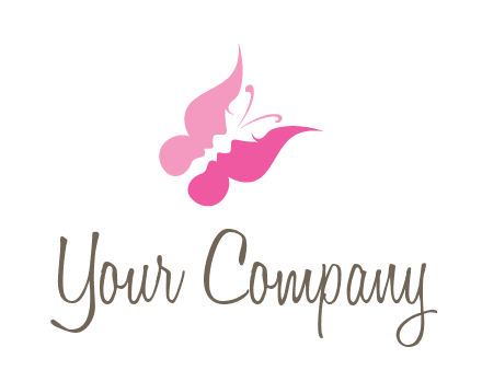 women faces in butterfly wings shape beauty logo