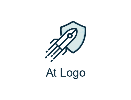 shield behind digital rocket