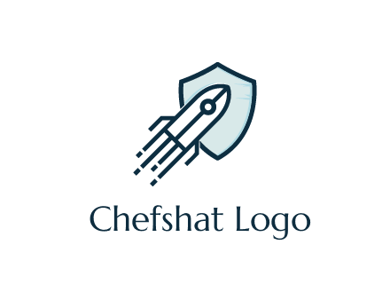 shield behind digital rocket
