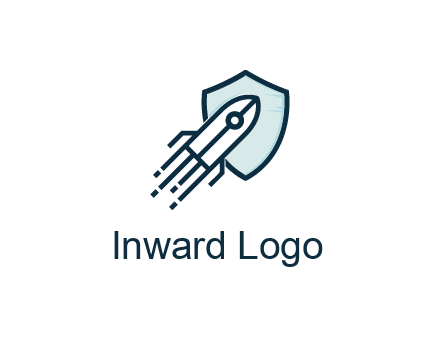 shield behind digital rocket
