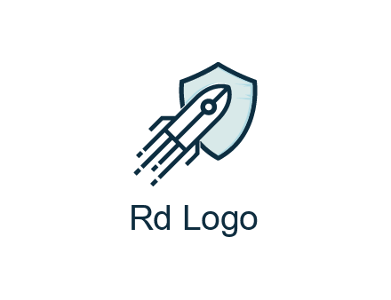 shield behind digital rocket