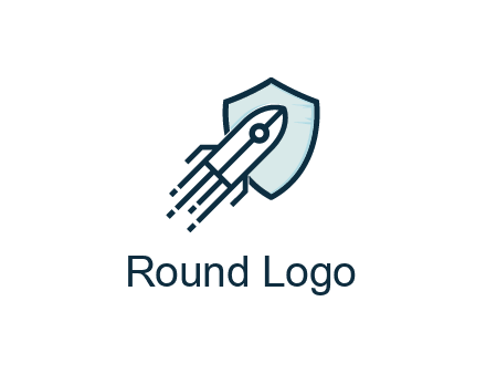 shield behind digital rocket
