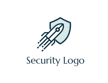 shield behind digital rocket