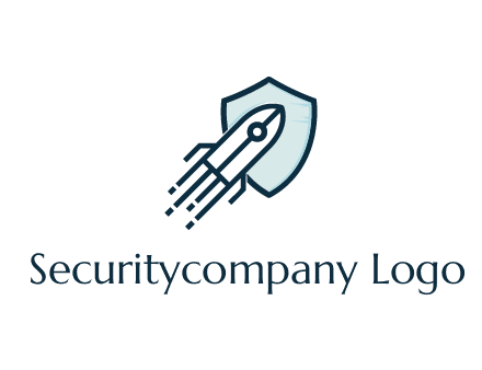 shield behind digital rocket