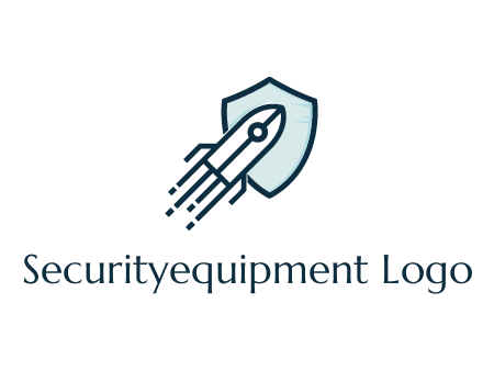 shield behind digital rocket