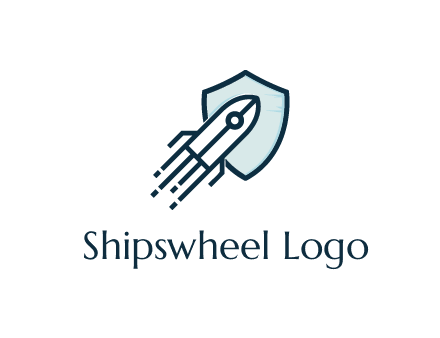shield behind digital rocket