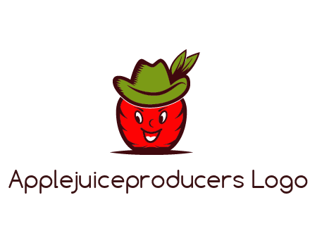 apple with face wearing hat with leaves