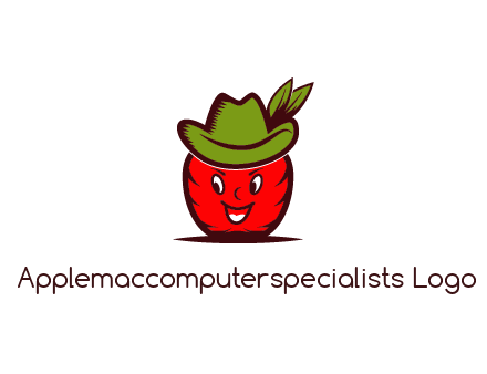 apple with face wearing hat with leaves