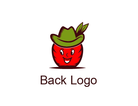 apple with face wearing hat with leaves