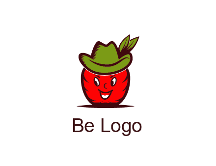apple with face wearing hat with leaves