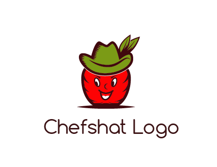 apple with face wearing hat with leaves