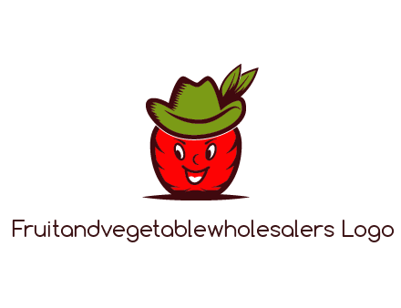 apple with face wearing hat with leaves