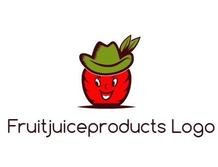 apple with face wearing hat with leaves