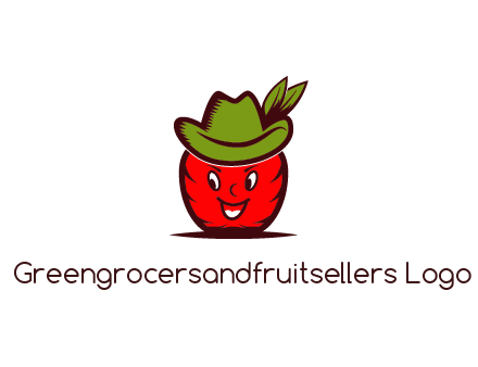 apple with face wearing hat with leaves