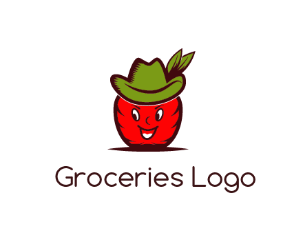 apple with face wearing hat with leaves