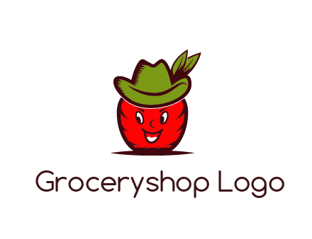 apple with face wearing hat with leaves