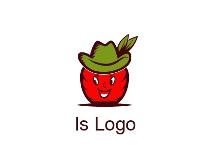 apple with face wearing hat with leaves