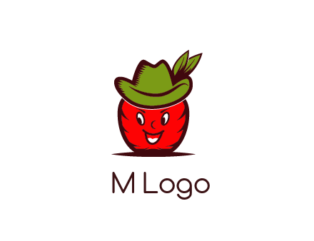 apple with face wearing hat with leaves