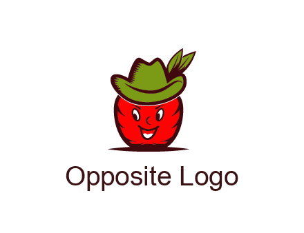 apple with face wearing hat with leaves