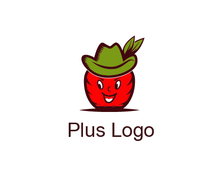 apple with face wearing hat with leaves