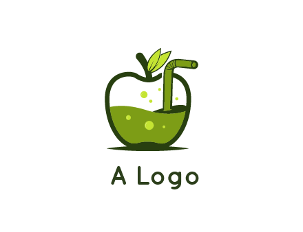 juice in apple with straw