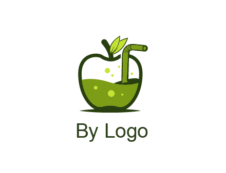 juice in apple with straw
