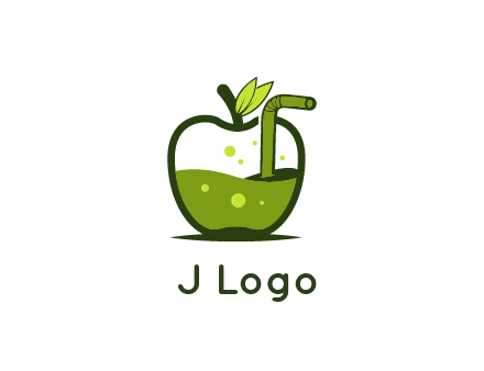 juice in apple with straw