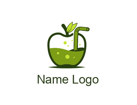 juice in apple with straw