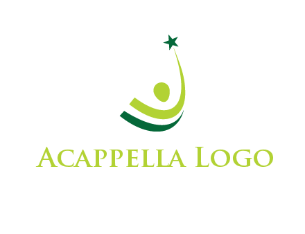 abstract person in the air and touching star graphics