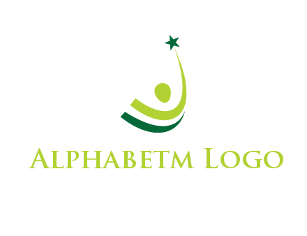 abstract person in the air and touching star graphics