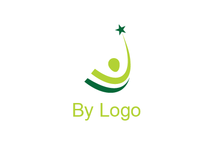 abstract person in the air and touching star graphics