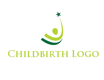 abstract person in the air and touching star graphics