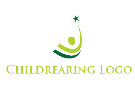 abstract person in the air and touching star graphics