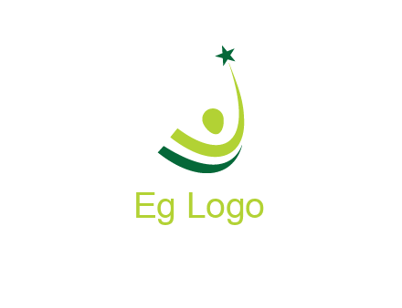 abstract person in the air and touching star graphics