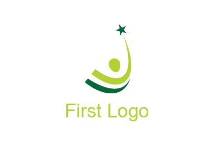 abstract person in the air and touching star graphics