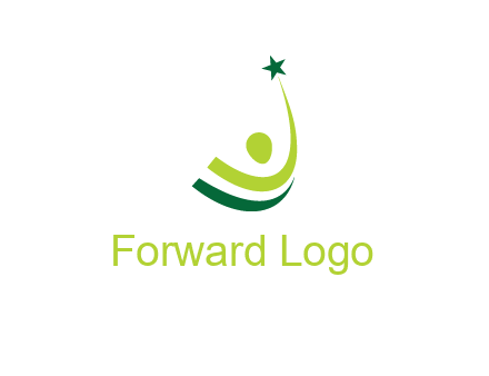 abstract person in the air and touching star graphics