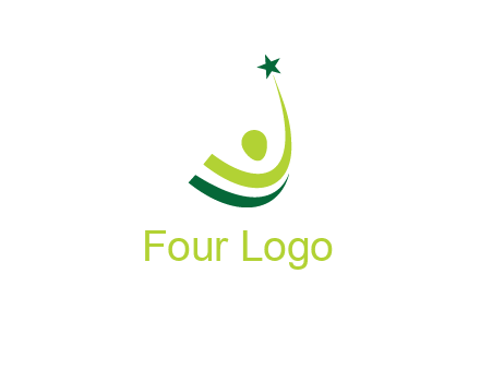 abstract person in the air and touching star graphics