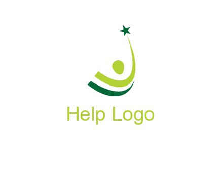 abstract person in the air and touching star graphics