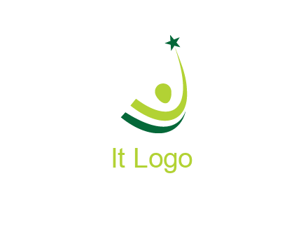 abstract person in the air and touching star graphics